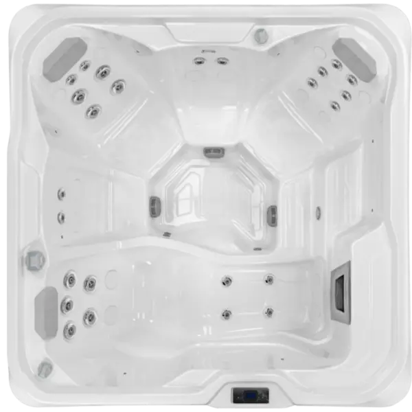 Equinox Nova 360 hot tub in Alpine White, top view