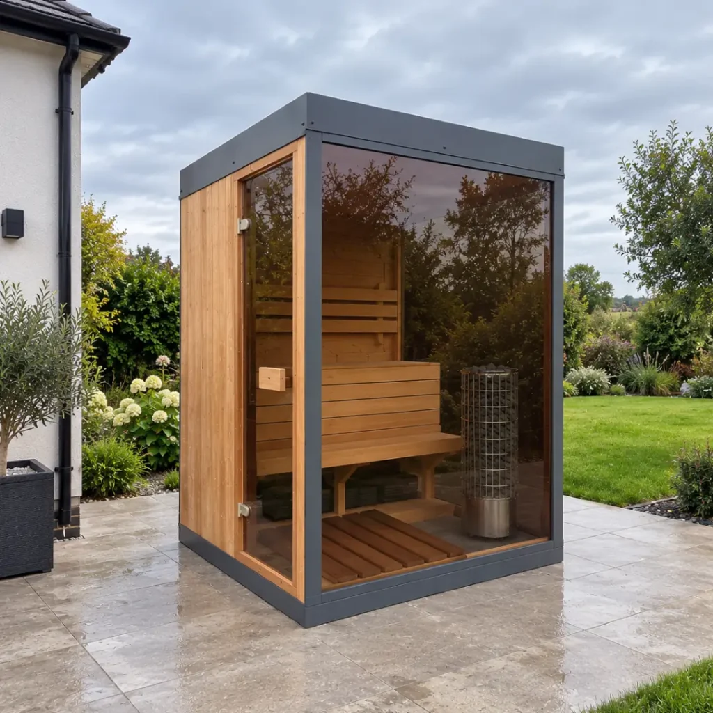 Square Glass Outdoor Sauna